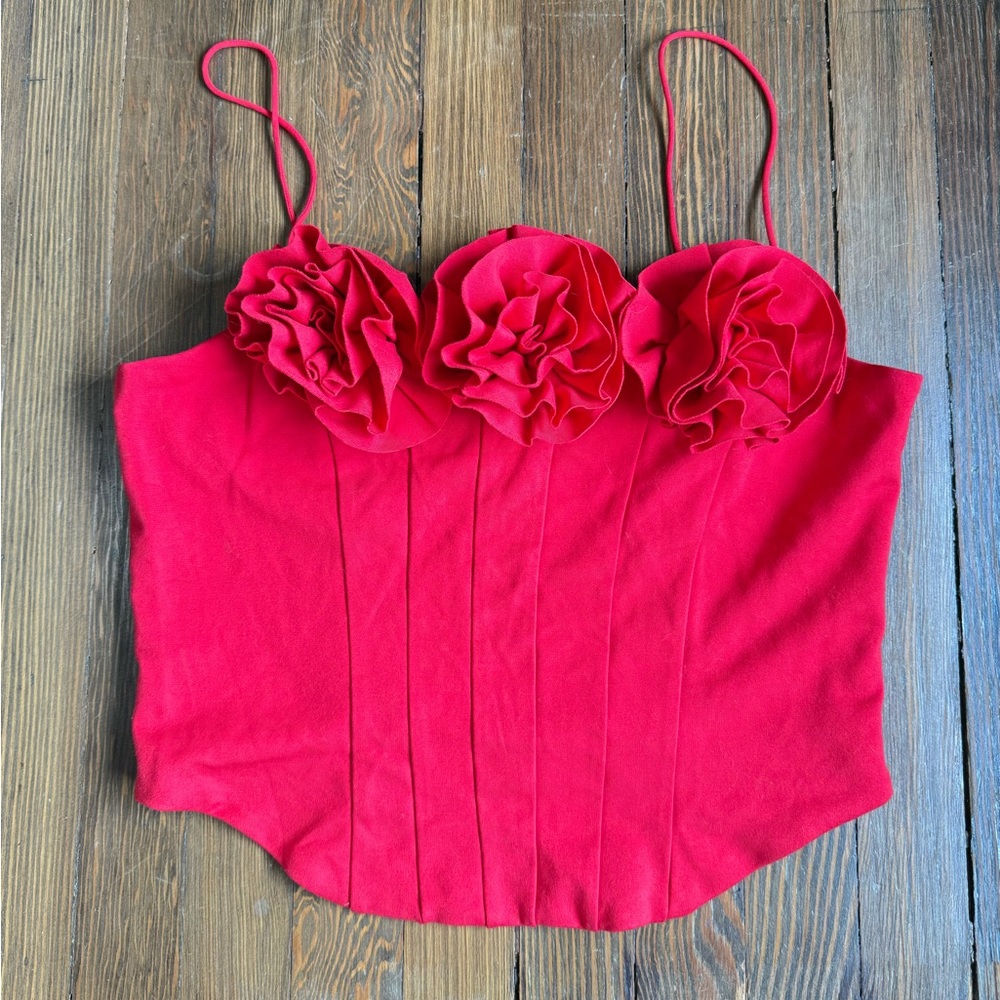 Sunday in Brooklyn by Anthropologie Red Floral Corset Top - Picture 3 of 7